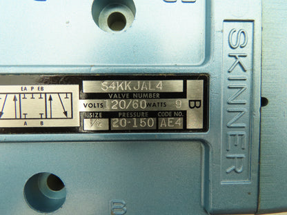 Skinner S4KKJAL4 Pneumatic Directional Control Valve 5-Way 3Pos 120V 150PSI 1/2"