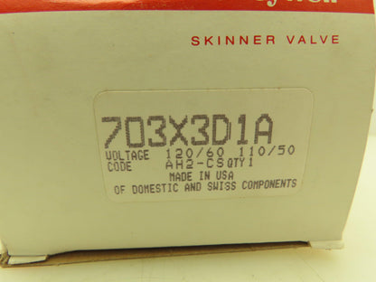 Honeywell Skinner 703X3D1A Brass Solenoid Valve 2-Way NC 120V 150 PSI 3/8" NPT