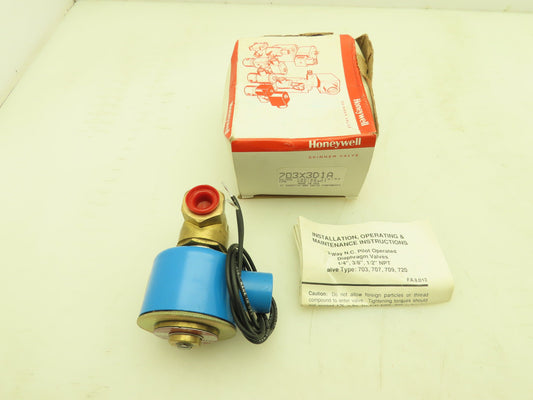 Honeywell Skinner 703X3D1A Brass Solenoid Valve 2-Way NC 120V 150 PSI 3/8" NPT