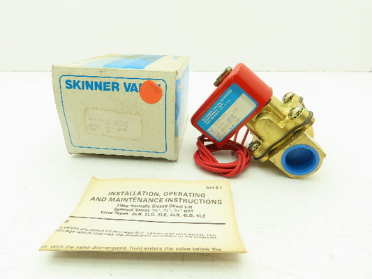 Skinner Lancer 2LB1H180 Brass Solenoid Valve 2-Way NO 24VDC 50 PSI 3/8" NPT