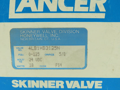 Skinner Lancer 4LB1HB3125N Brass Solenoid Valve 2-Way NO 24VDC 125 PSI 3/8" NPT