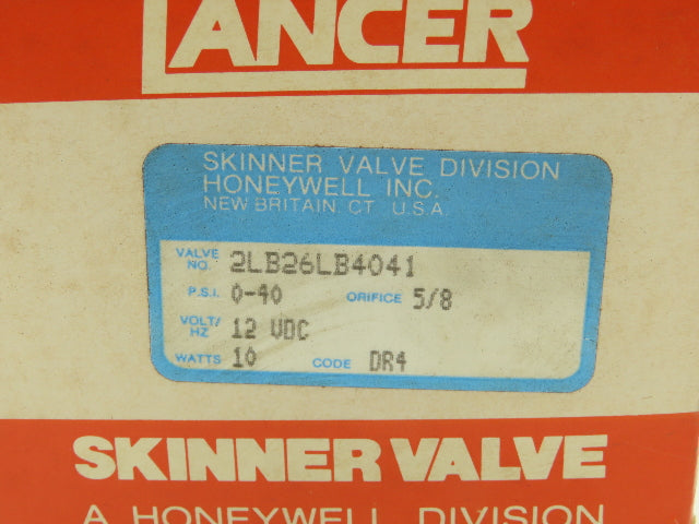 Skinner Lancer 2LB26LB4041 Brass Solenoid Valve 2-Way NC 12VDC 40 PSI 1/2" NPT