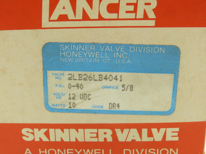 Skinner Lancer 2LB26LB4041 Brass Solenoid Valve 2-Way NC 12VDC 40 PSI 1/2" NPT
