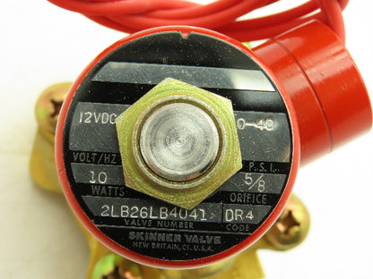 Skinner Lancer 2LB26LB4041 Brass Solenoid Valve 2-Way NC 12VDC 40 PSI 1/2" NPT