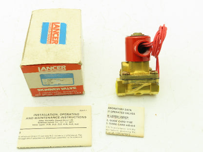 Skinner Lancer 2LB26LB4041 Brass Solenoid Valve 2-Way NC 12VDC 40 PSI 1/2" NPT