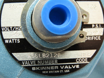 Honeywell Skinner A56LB2126 Solenoid Valve 3-Way NO 24VDC 125 PSI 1/4" 1/8" NPT