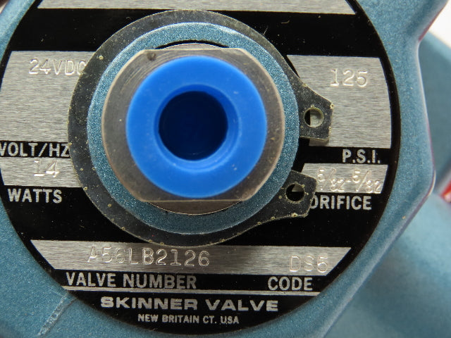 Honeywell Skinner A56LB2126 Solenoid Valve 3-Way NO 24VDC 125 PSI 1/4" 1/8" NPT