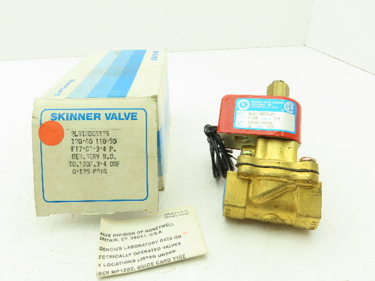 Honeywell Skinner 2LB1HBG5125 Brass Solenoid Valve 2-Way NO 120V 125PSI 3/4"NPT