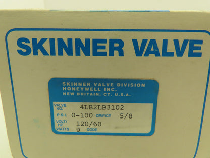 Honeywell Skinner 4LB2LB3102 Brass Solenoid Valve 2-Way NC 120V 100 PSI 3/8" NPT