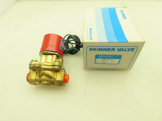 Honeywell Skinner 4LB2LB3102 Brass Solenoid Valve 2-Way NC 120V 100 PSI 3/8" NPT
