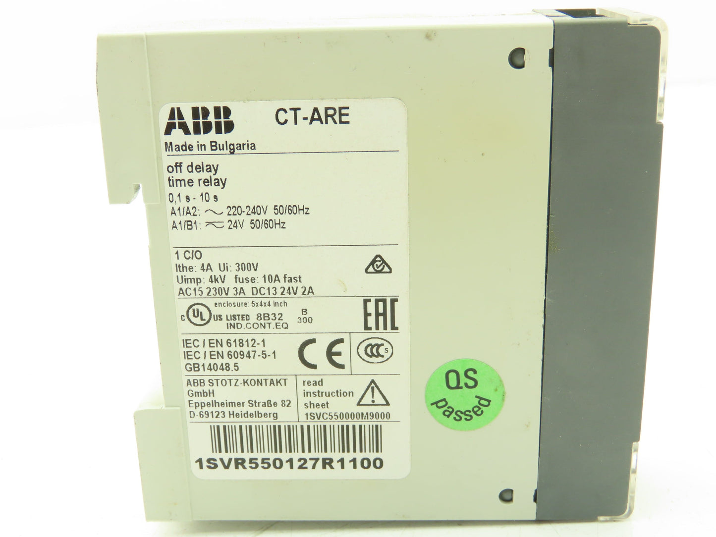 ABB CT-ARE Off Delay Timer Electronic Time Relay 0.1-10 Sec