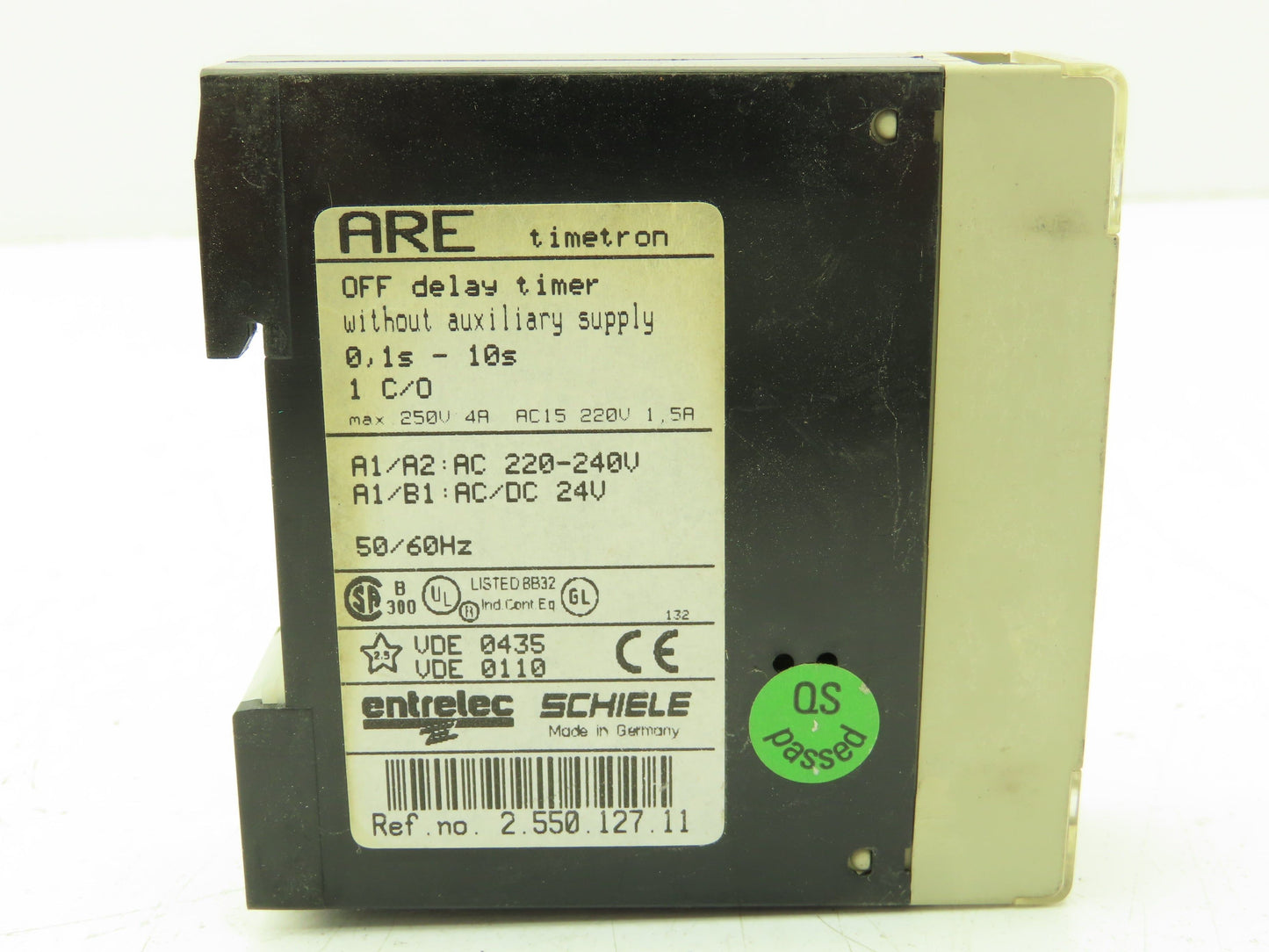 Entrelec  Schiele ARE Timetron Off Delay Timer Electronic Time Relay 0.1-10 Sec