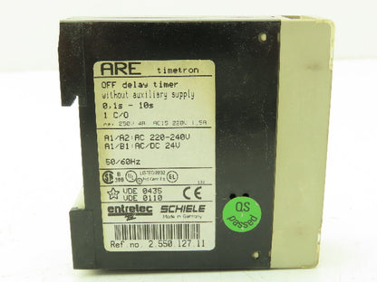 Entrelec  Schiele ARE Timetron Off Delay Timer Electronic Time Relay 0.1-10 Sec