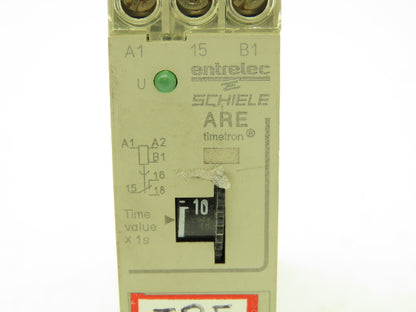 Entrelec  Schiele ARE Timetron Off Delay Timer Electronic Time Relay 0.1-10 Sec