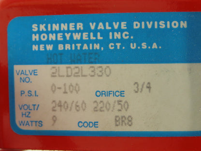 Honeywell Skinner 2LD2L330 Brass Solenoid Valve 2-Way NC 240V 100 PSI 3/4" NPT