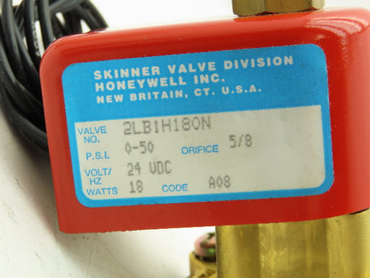 Honeywell Skinner 2LB1H180N Brass Solenoid Valve 2-Way NO 24VDC 50 PSI 3/8" NPT