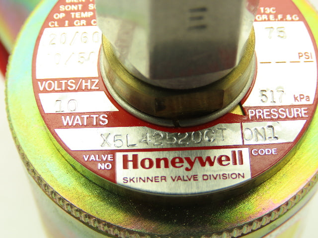 Honeywell Skinner X5L42520CT Solenoid Valve 3-Way NC 120V 75 PSI 1/4" NPT Oxygen