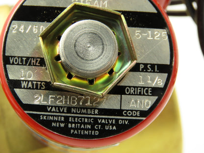 Skinner Lancer 24VAC Brass Solenoid Valve 2-Way NC 125 PSI 1-1/4" NPT Steam