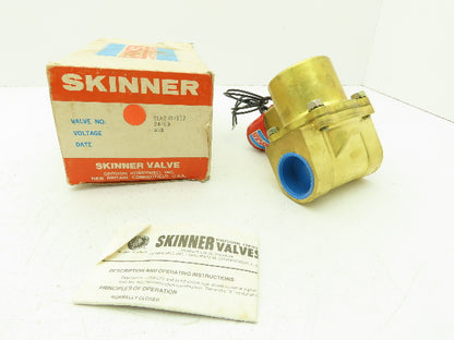 Skinner Lancer 24VAC Brass Solenoid Valve 2-Way NC 125 PSI 1-1/4" NPT Steam