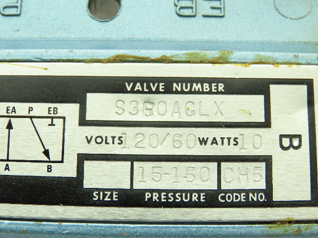 Skinner S3R0AGLX Directional Control Valve 5-Way 2 Pos 120V Solenoid 150 PSI