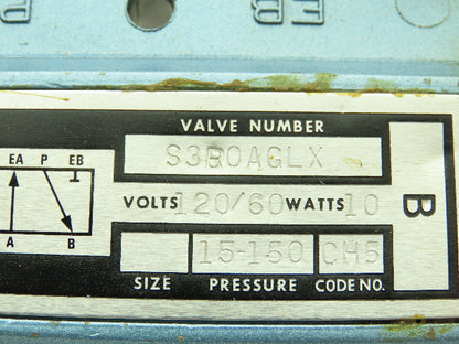 Skinner S3R0AGLX Directional Control Valve 5-Way 2 Pos 120V Solenoid 150 PSI