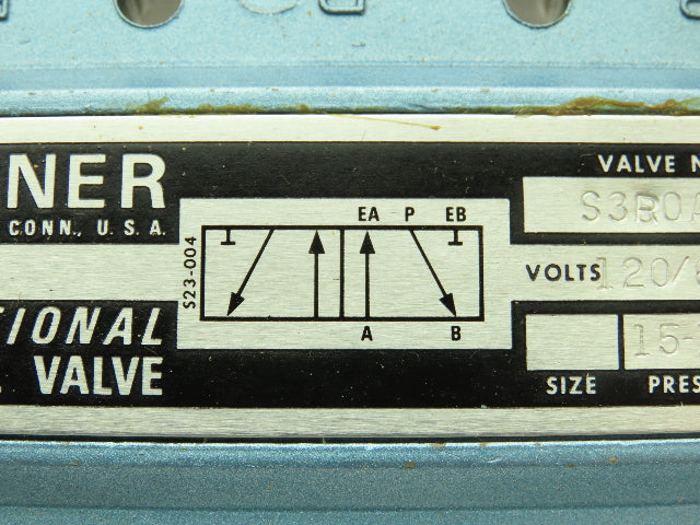 Skinner S3R0AGLX Directional Control Valve 5-Way 2 Pos 120V Solenoid 150 PSI
