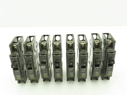 Square D Series 3 Mini Circuit Breaker 10A 1-Pole 120/240V DIN Rail  Lot of 8