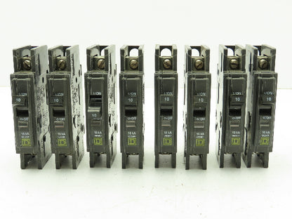 Square D Series 3 Mini Circuit Breaker 10A 1-Pole 120/240V DIN Rail  Lot of 8