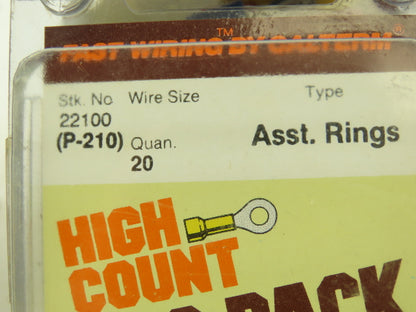 Calterm 20 Count Crimp Ring Terminal Assortment Eyelet Lot of 50