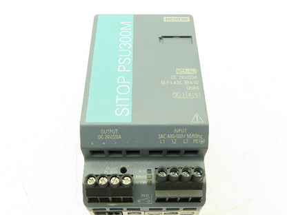 Siemens 6EP1 436-3BA10 DIN Rail Power Supply 24V/20A DC Output 400-500V 3PH