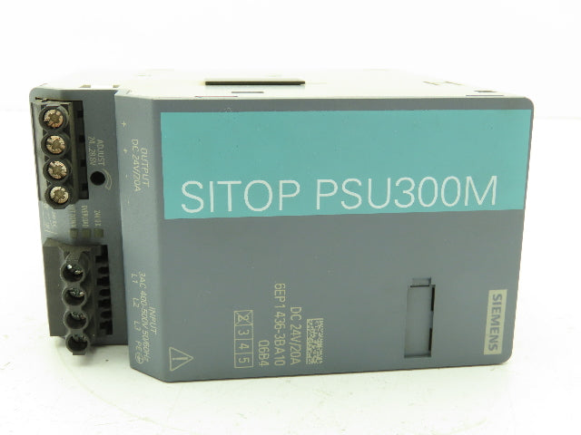 Siemens 6EP1 436-3BA10 DIN Rail Power Supply 24V/20A DC Output 400-500V 3PH