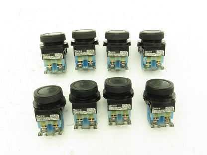 Fuji Electric AR30F0R Momentary Push Button Black Flush NO 600V 10A Lot of 8