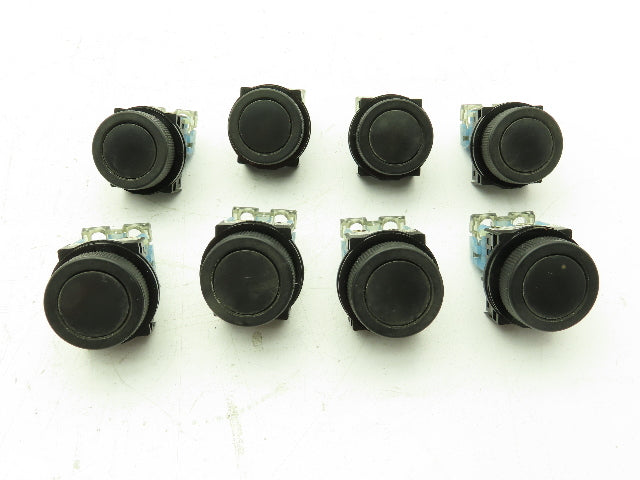 Fuji Electric AR30F0R Momentary Push Button Black Flush NO 600V 10A Lot of 8