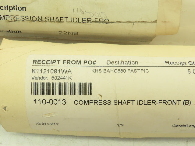 110-0013 Steel Idler Shaft 1.5" x 23"