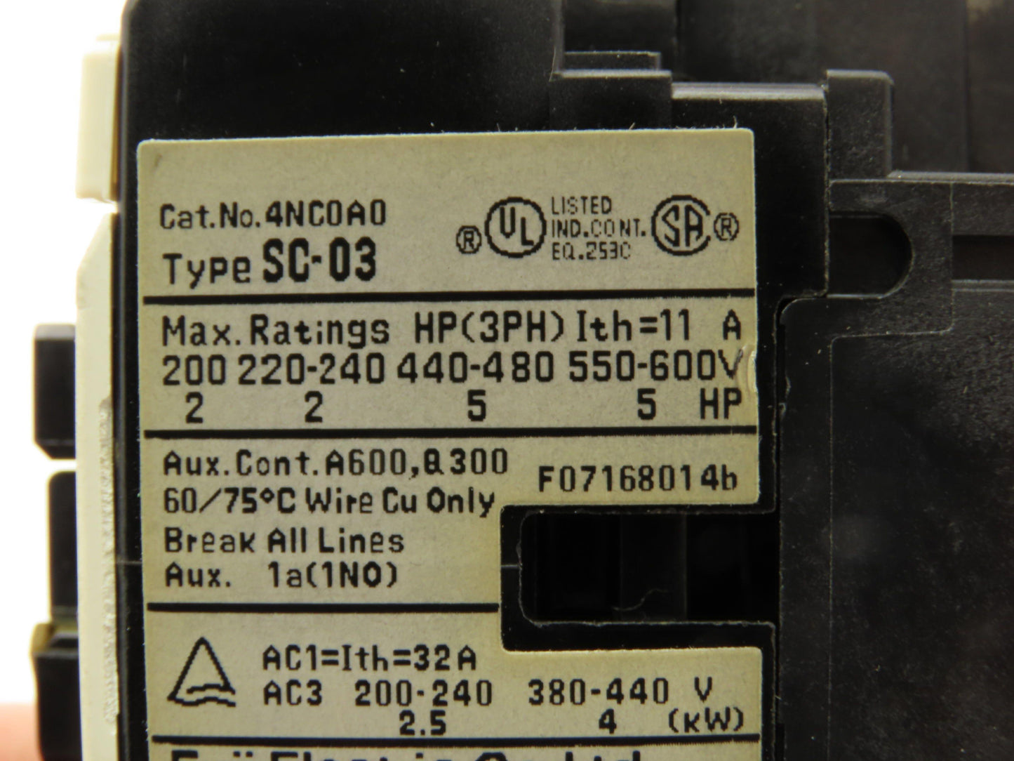 Fuji 4NR0AE Motor Starter Contactor Overload 600V 0.48-0.72A 3 Ph Lot of 5