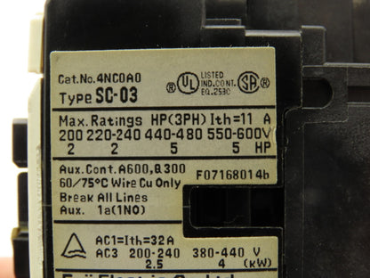 Fuji 4NR0AE Motor Starter Contactor Overload 600V 0.48-0.72A 3 Ph Lot of 5