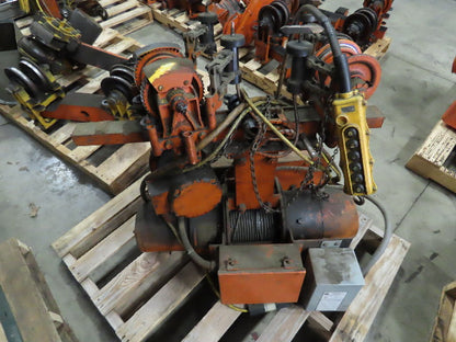Cleveland Tramrail 1 Ton Underhung Bridge Crane 45' Span Hevi-Lift Cable Hoist