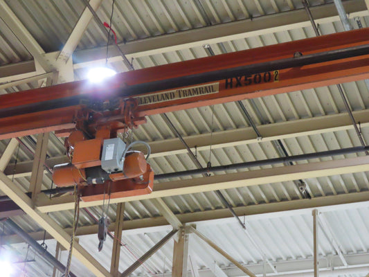 Cleveland Tramrail 1 Ton Underhung Bridge Crane 45' Span Hevi-Lift Cable Hoist