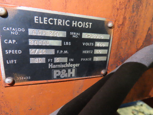 Cleveland Tramrail 15 Ton Double Girder Under Hung Bridge Crane 44' 10" Span