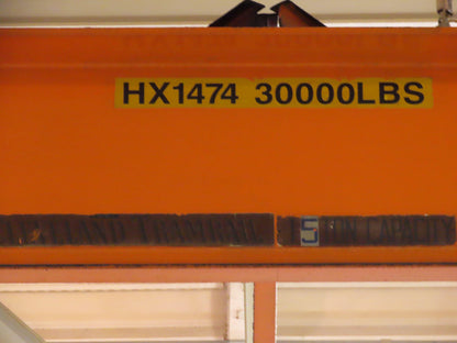 Cleveland Tramrail 15 Ton Double Girder Under Hung Bridge Crane 44' 10" Span