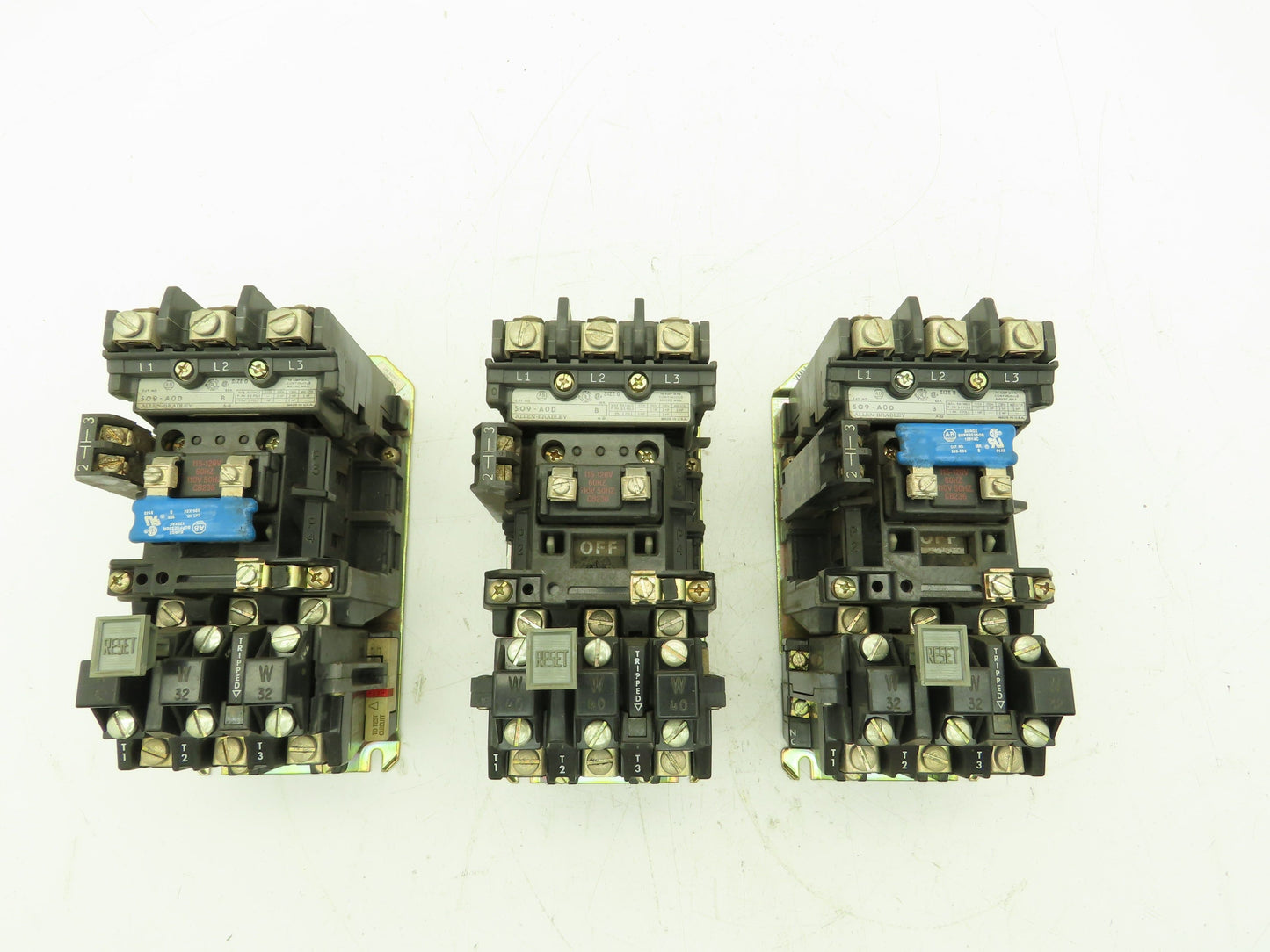 Allen Bradley 509-AOD Motor Starter Contactor 5Hp 3Ph 600V 18A Series B Lot of 3