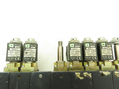 Pneumax 505.52.0.12 Pneumatic 8-Station MB57 Solenoid Valve Bank 120V