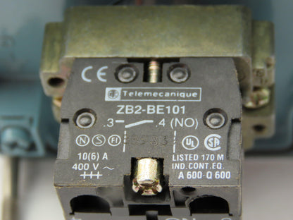 Telemecanique 2-Position Key Selector Switch Steel Control Box 1NO Contact 3x3"