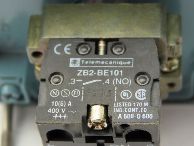 Telemecanique 2-Position Key Selector Switch Steel Control Box 1NO Contact 3x3"