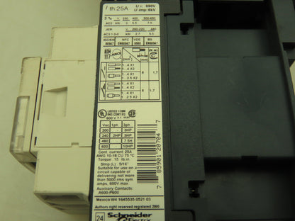 Square D Telemecanique Manual Motor Starter Contactor 3Ph 2.5A 690V 120V Coil