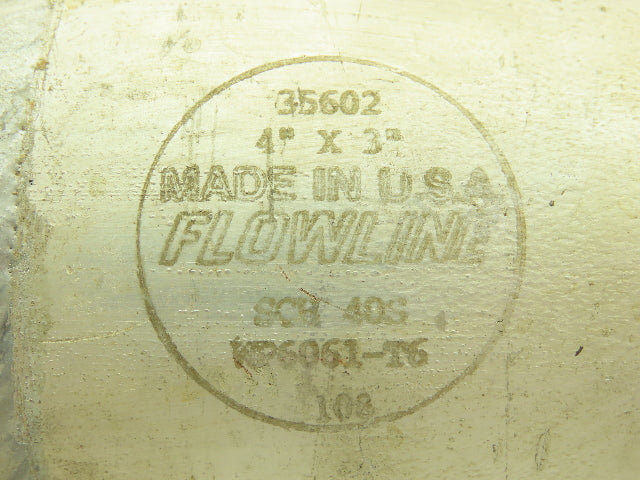 Flowline 4x3" SCH 40 Aluminum Butt Weld Reducer 4" Cam Lock x 3" Sq Flange