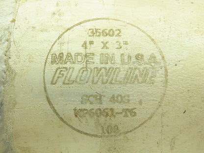 Flowline 4x3" SCH 40 Aluminum Butt Weld Reducer 4" Cam Lock x 3" Sq Flange