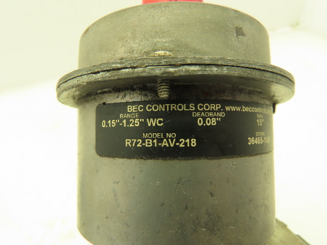 BEC Controls R72-B1-AV-218 Air Pressure Proving Switch Assembly .15-1.25" WC