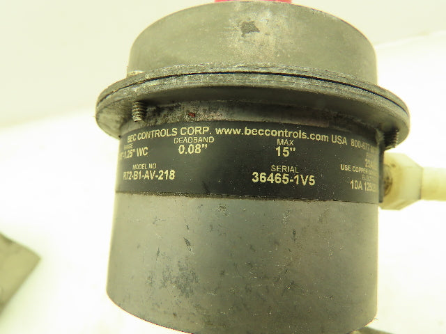BEC Controls R72-B1-AV-218 Air Pressure Proving Switch Assembly .15-1.25" WC