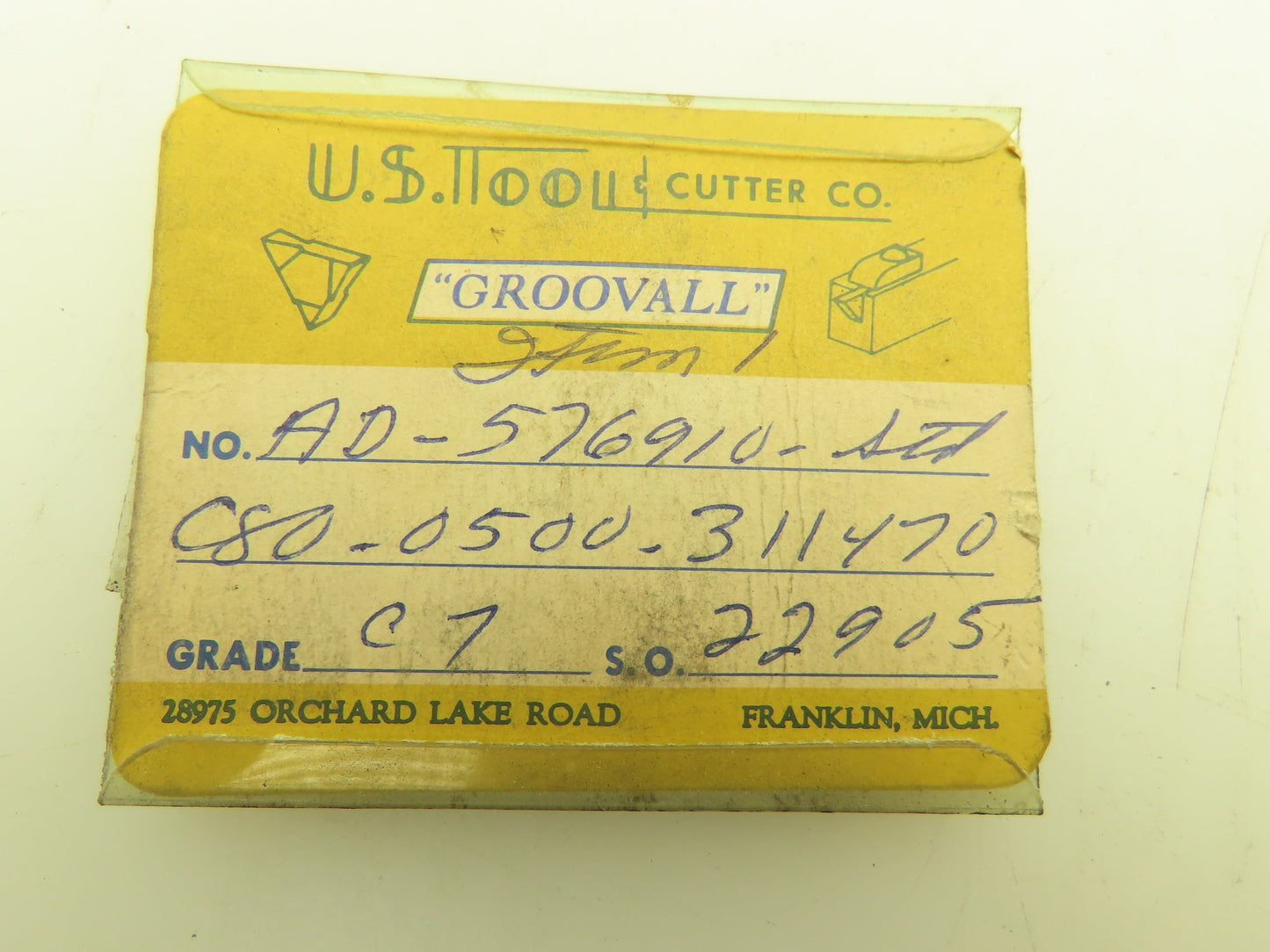 US Tool Groovall AD-576910 Carbide Insert Grade C7   Lot of 20pcs